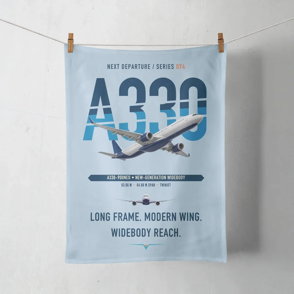 Airbus A330-900neo design on light blue towel