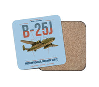 Thumbnail for B-25J Mitchell design on light blue 1 piece coaster