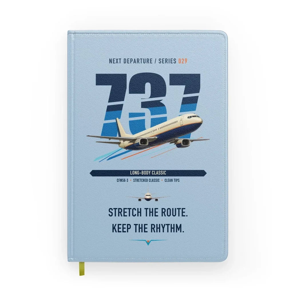 Boeing 737-400 Classic design on light blue notebook