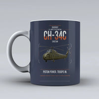 Thumbnail for Sikorsky CH-34C Choctaw design on dark blue ceramic mug, double-side print