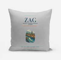 Thumbnail for Franjo Tuđman Airport Zagreb (ZAG) design on light gray pillow
