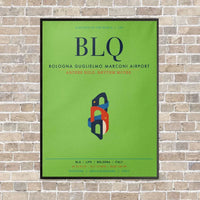Thumbnail for Bologna Guglielmo Marconi Airport BLQ vertical canvas print - framed - light green background