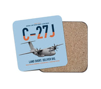 Thumbnail for C-27J Spartan design on light blue 1 piece coaster