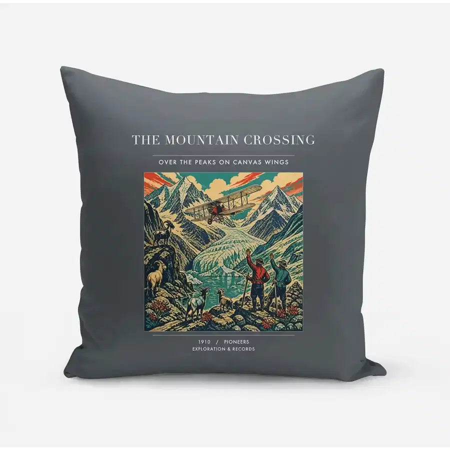 VINTAGE G4006 - The Mountain Crossing - Designed Pillows design on gray