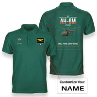 Thumbnail for MD AH-6M Little Bird design on green+name double-side polo t-shirt, double-side print