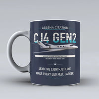 Thumbnail for Cessna Citation CJ4 Gen2 design on dark blue ceramic mug, double-side print