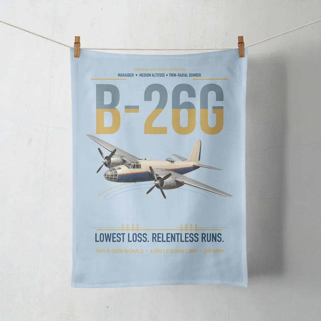 B-26G Marauder design on light blue towel