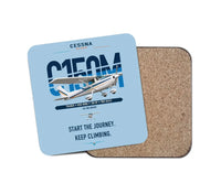 Thumbnail for Cessna 150M design on light blue 1 piece coaster