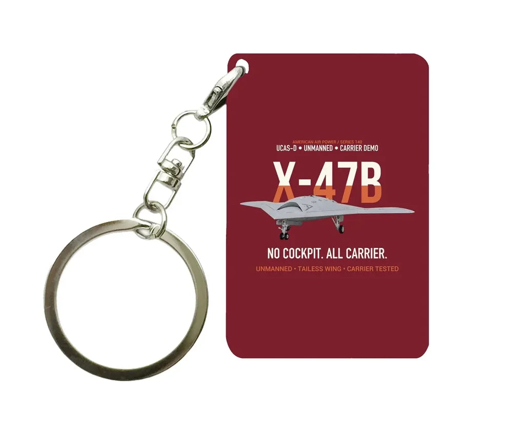 X-47B UCAS-D Key Chain design on dark red key chain