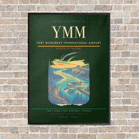 Thumbnail for Fort McMurray International Airport YMM vertical canvas print - framed - dark green background