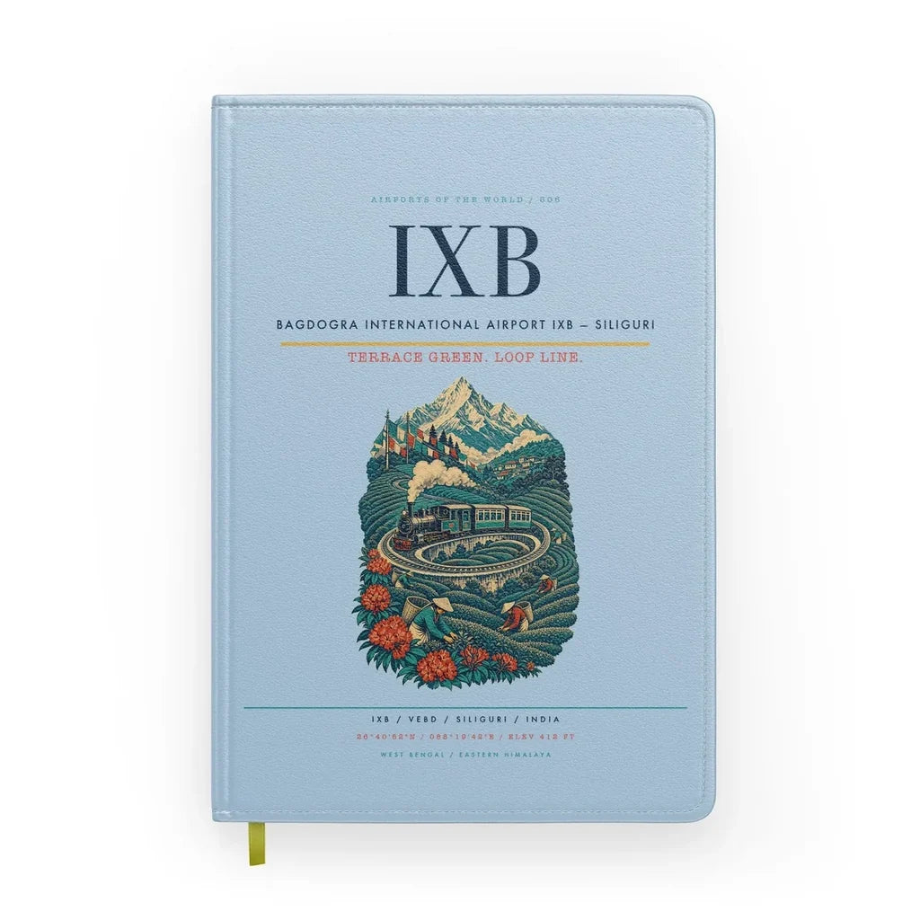 Bagdogra International Airport (IXB) design on light blue notebook