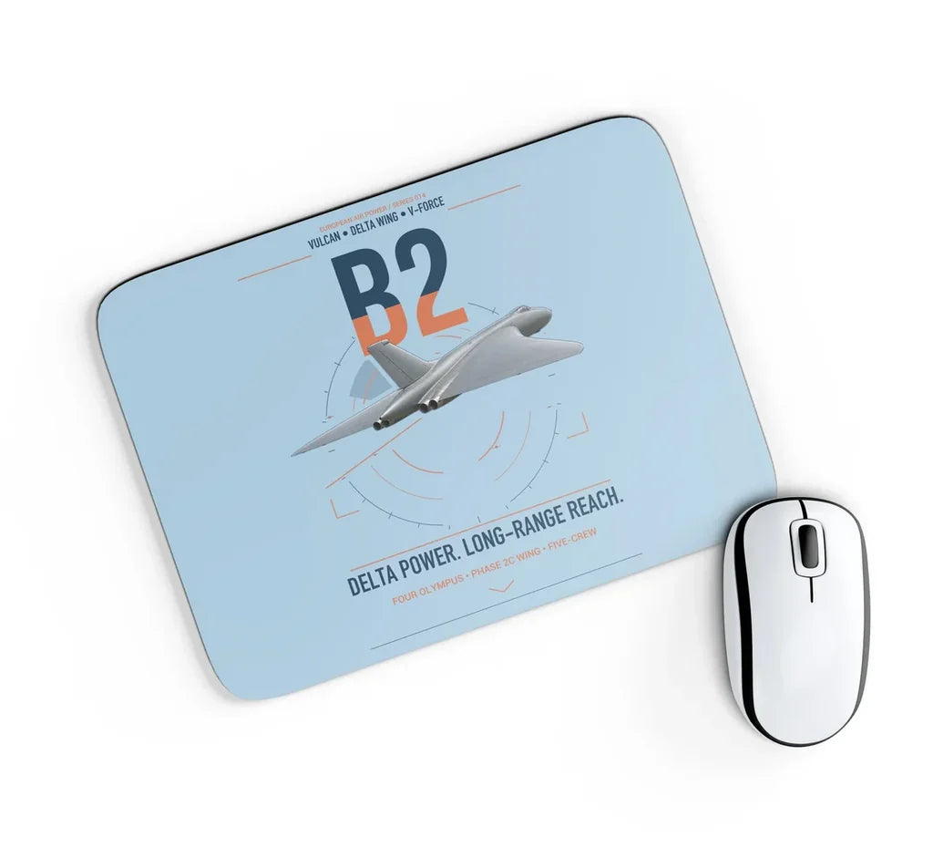 Avro Vulcan B2 design on light blue rectangle mouse pad