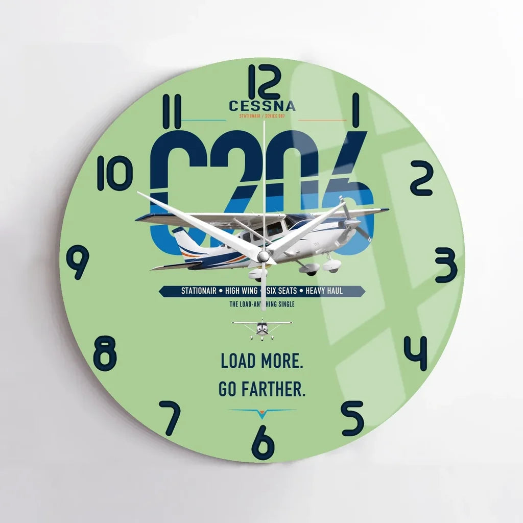 Cessna 206 Stationair design on light green no frame wall clock