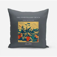 Thumbnail for VINTAGE G4430 - The Storytellers' Bench - Designed Pillows design on gray