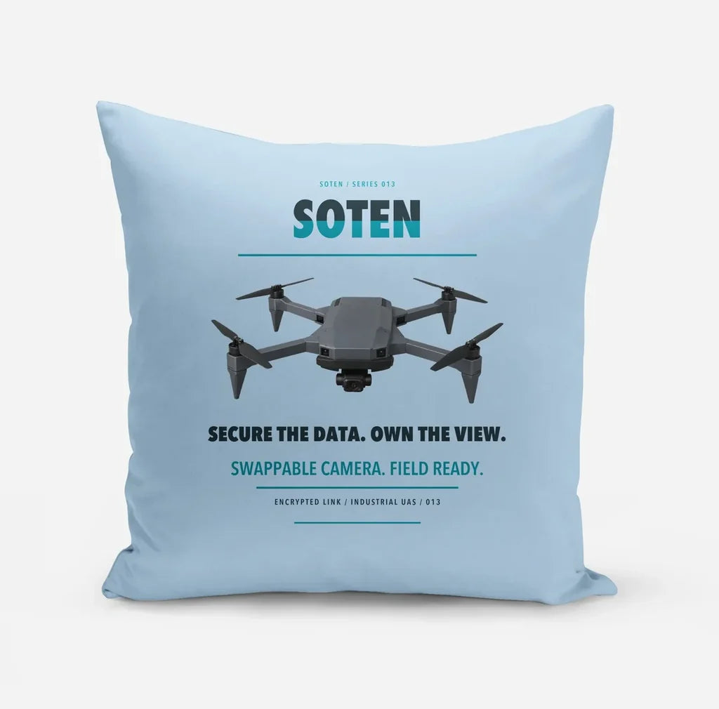 ACSL SOTEN design on light blue pillow