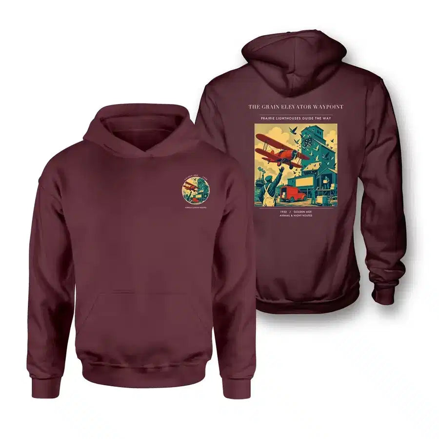 VINTAGE G4451 - The Grain Elevator Waypoint - Double-Side Hoodie design on darkred double side