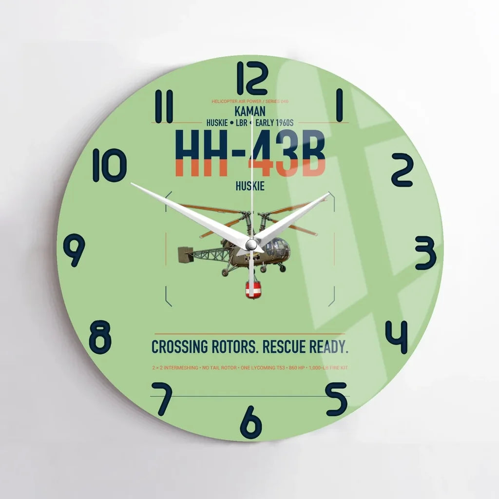 Kaman HH-43B Huskie design on light green no frame wall clock