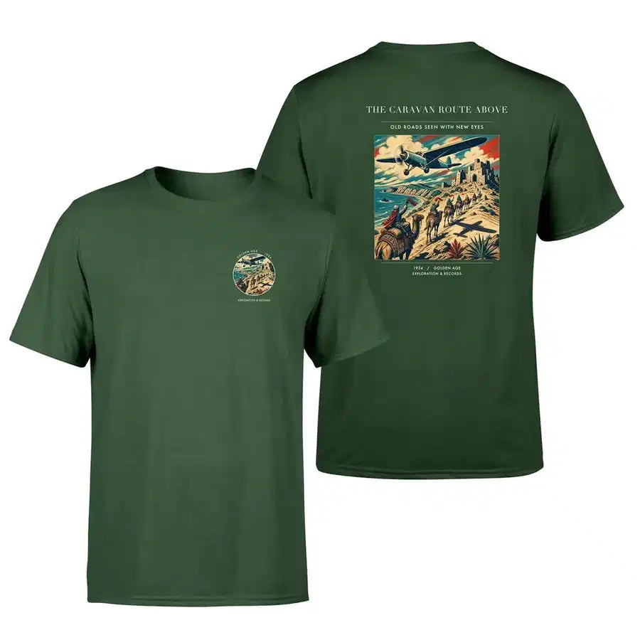 VINTAGE G4332 - The Caravan Route Above - Double-Side T-Shirt design on darkgreen double side t shirt