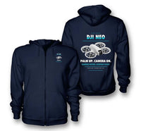 Thumbnail for DJI Neo design on navy blue zipped hoodie