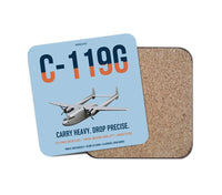 Thumbnail for C-119G Flying Boxcar design on light blue 1 piece coaster