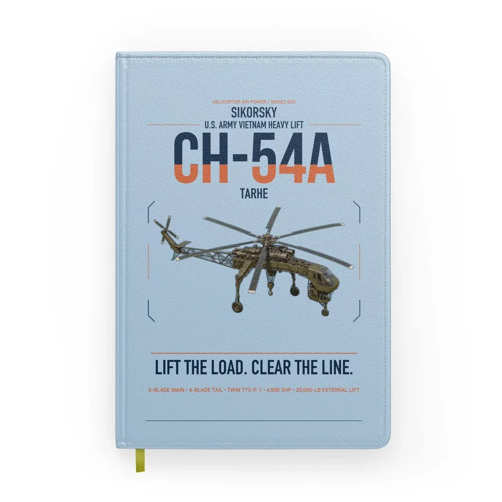 Sikorsky CH-54A Tarhe design on light blue notebook