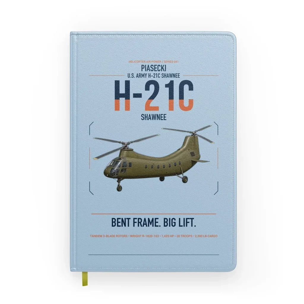 Piasecki H-21C Shawnee design on light blue notebook
