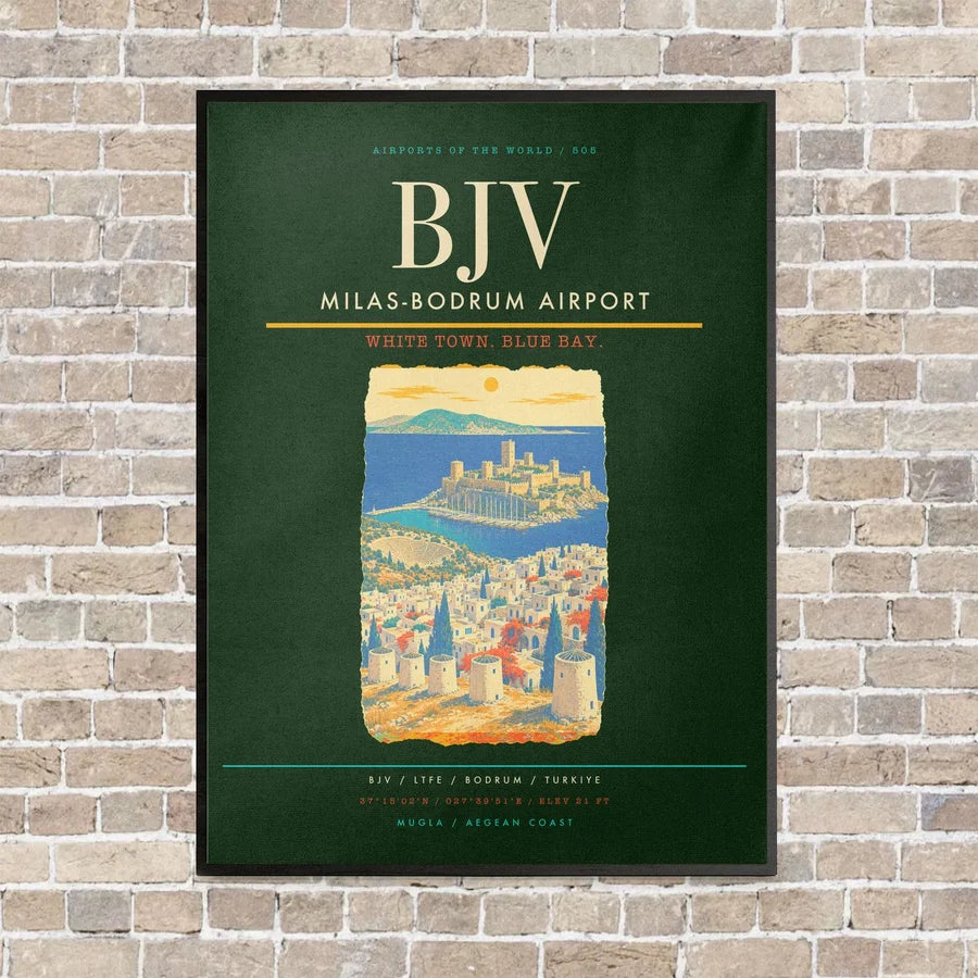 Milas-Bodrum Airport BJV - Canvas Framed - Dark Green