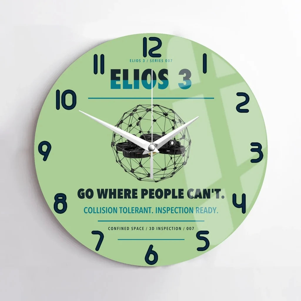 Flyability Elios 3 design on light green no frame wall clock