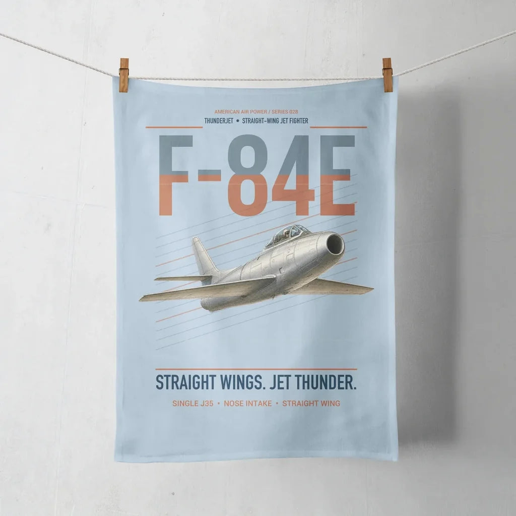 F-84E Thunderjet design on light blue towel