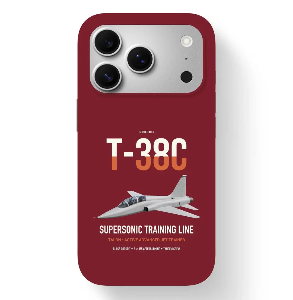 T-38C Talon design on dark red magsafe iphone case, for iPhone 17 Pro