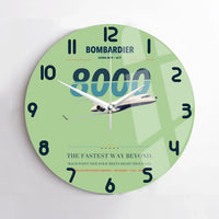 Thumbnail for Bombardier Global 8000 design on light green no frame wall clock