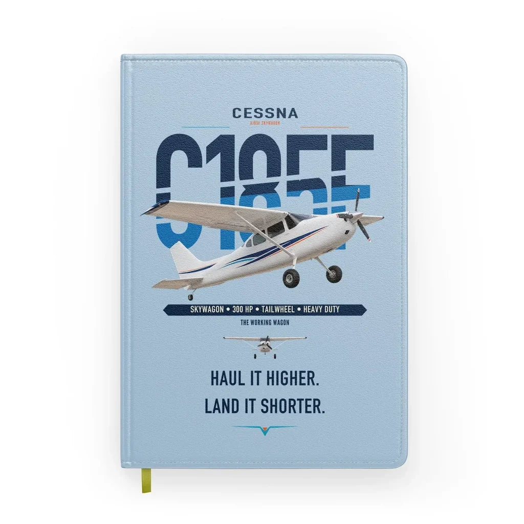 Cessna A185F Skywagon design on light blue notebook