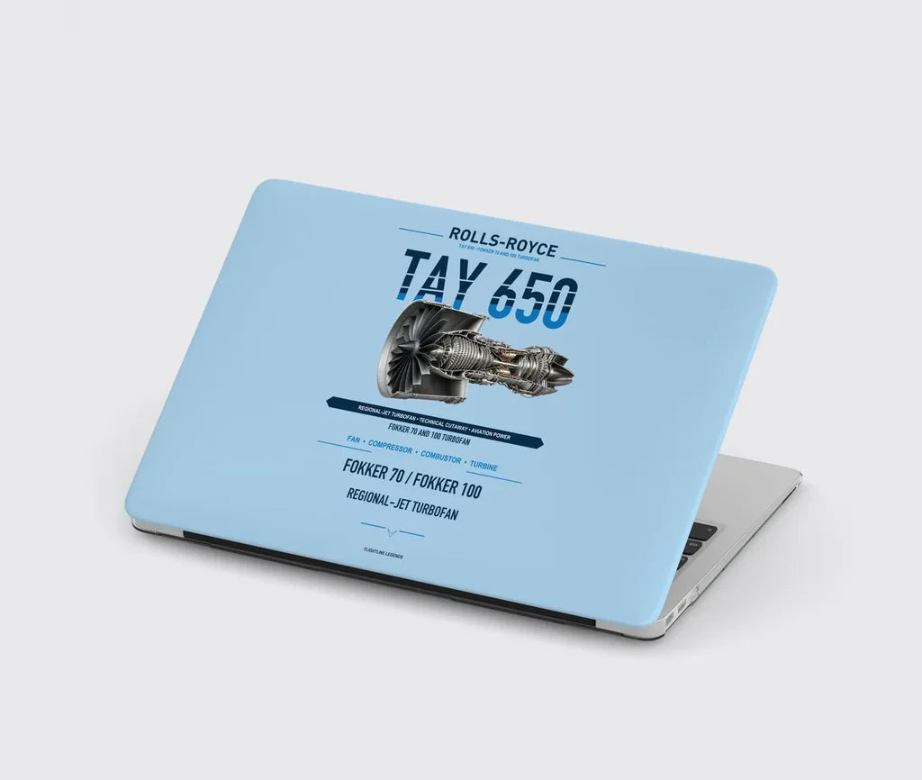 TAY 650 design on light blue MacBook case