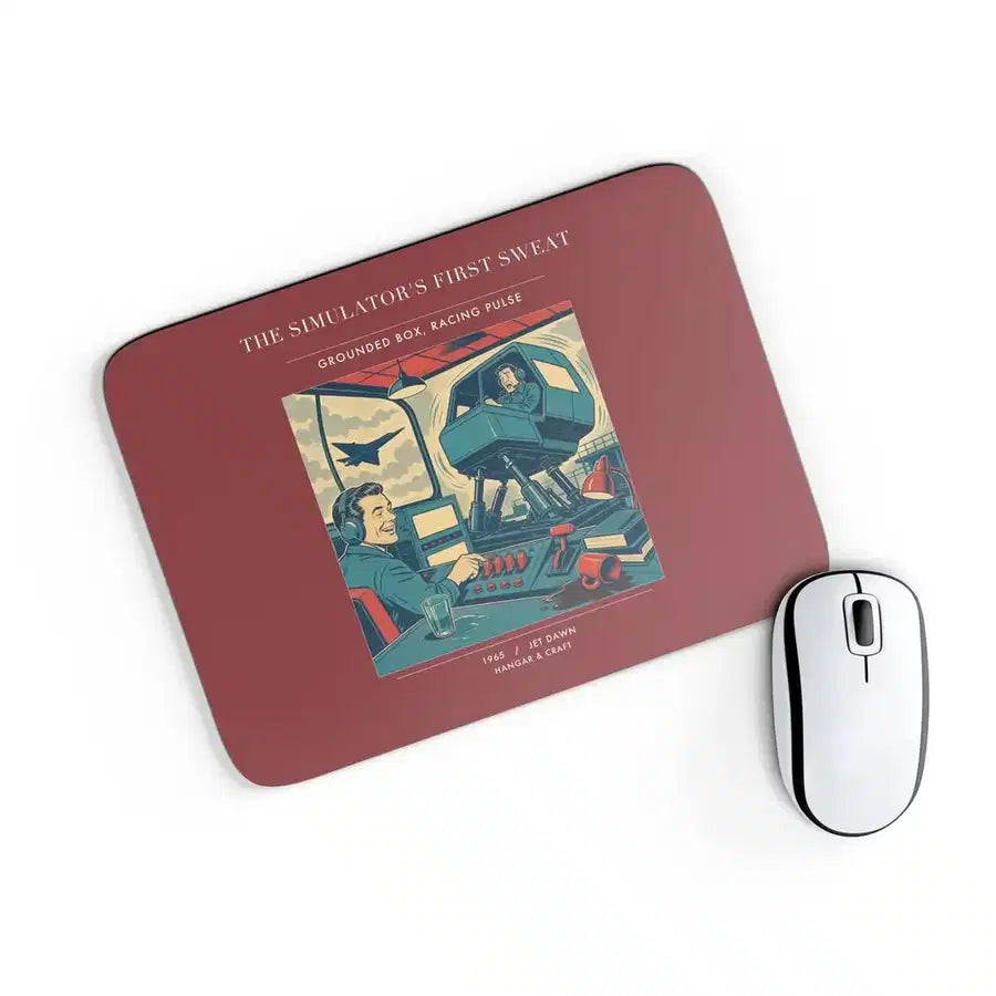 VINTAGE G4462 - The Simulator's First Sweat - Designed Mouse Pads design on darkred rectangle