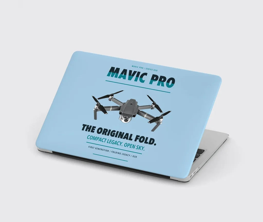 DJI Mavic Pro design on light blue MacBook case