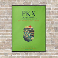 Thumbnail for Beijing Daxing International Airport PKX vertical canvas print - framed - light green background