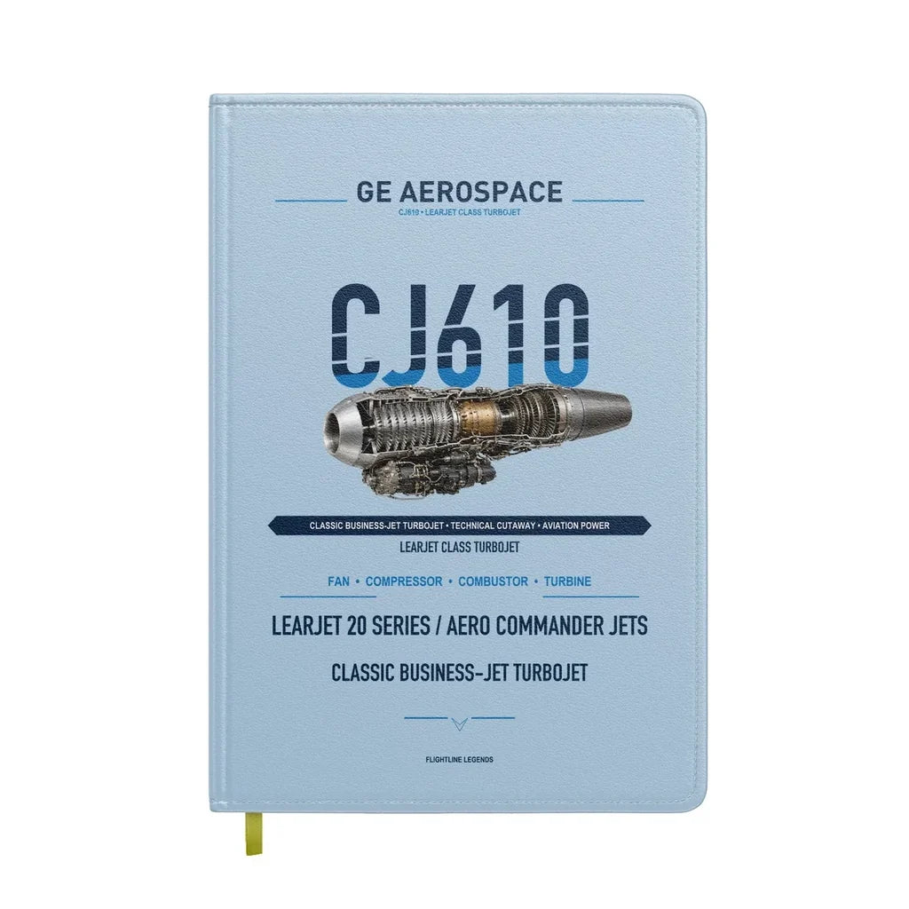 CJ610 design on light blue notebook