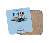 Thumbnail for F-14A Tomcat Defend The Fleet design on light blue 1 piece coaster