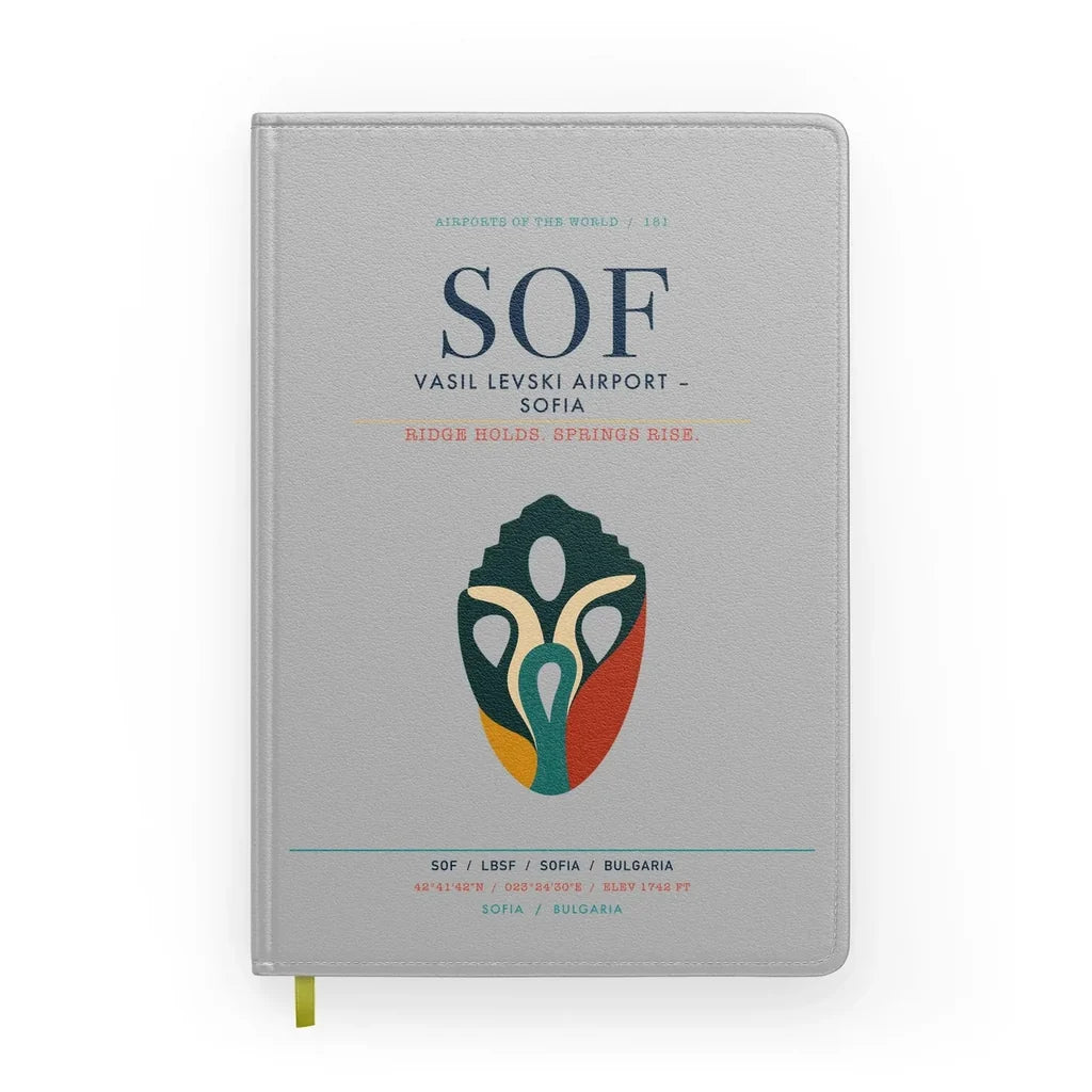 Vasil Levski Airport – Sofia (SOF) design on light gray notebook