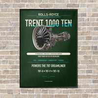 Thumbnail for TRENT 1000 TEN vertical canvas print - framed - dark green background
