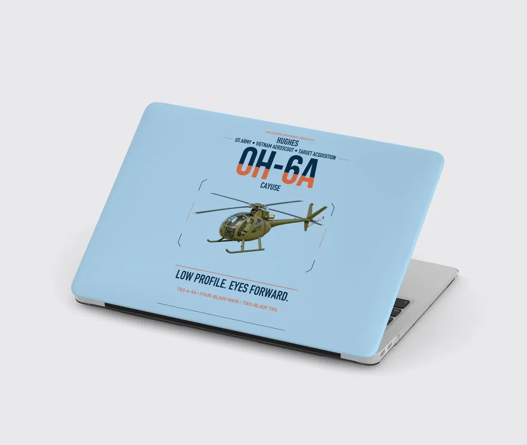 Hughes OH-6A Cayuse design on light blue MacBook case