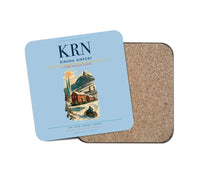 Thumbnail for Kiruna Airport (KRN) design on light blue 1 piece coaster