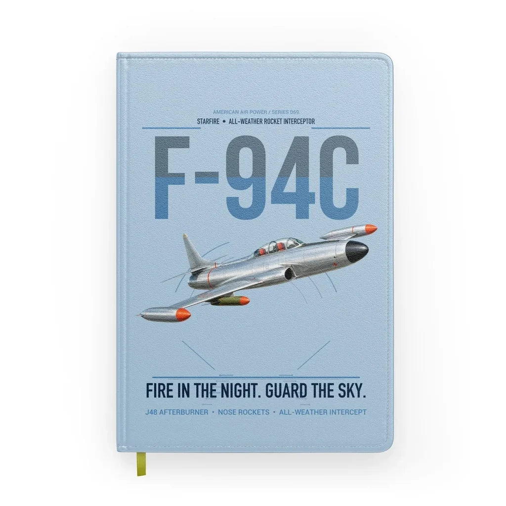 F-94C Starfire design on light blue notebook