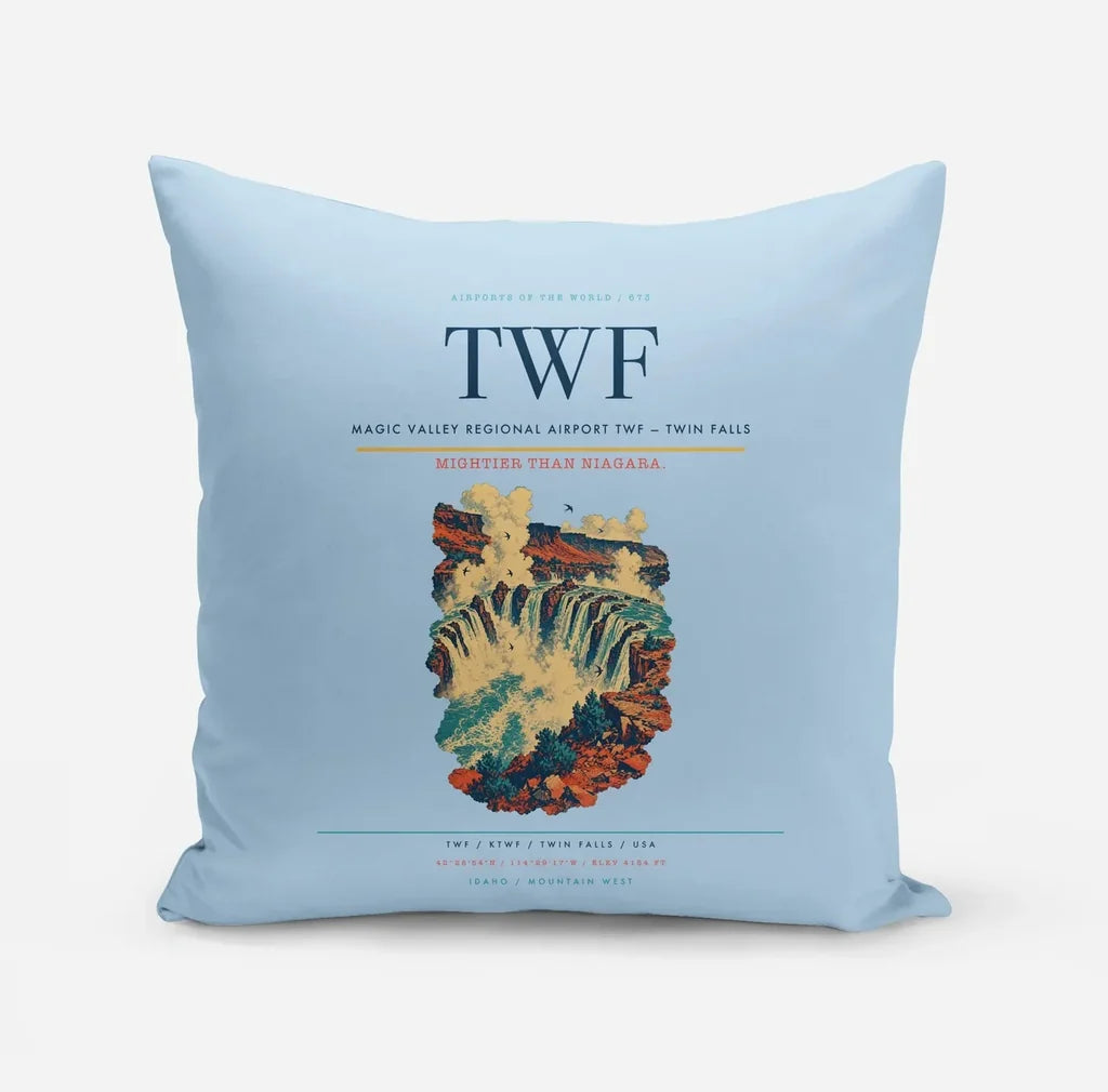 Magic Valley Regional Airport (TWF) design on light blue pillow