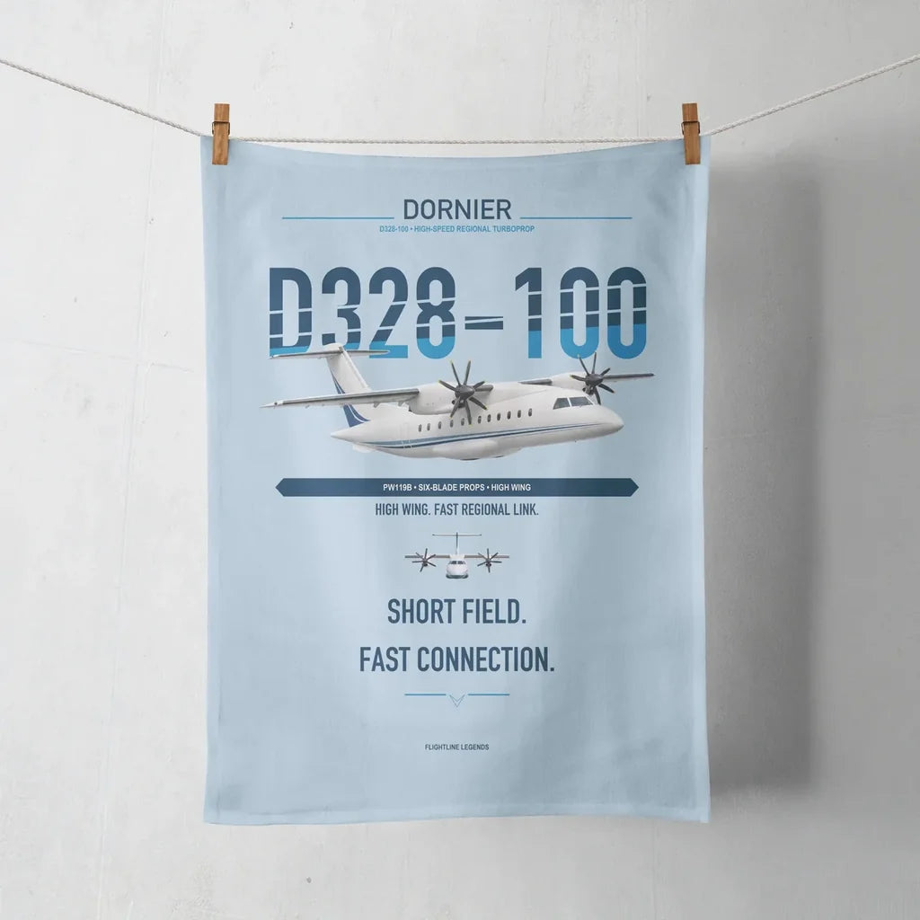 Dornier D328-100 design on light blue towel