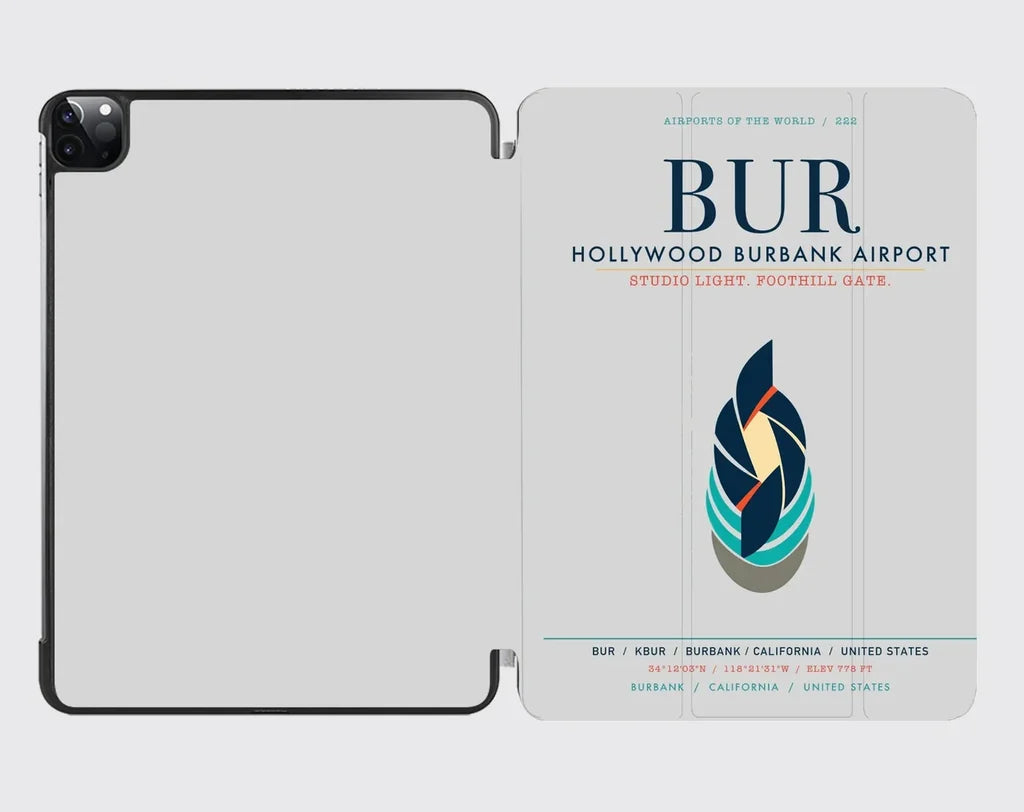 Hollywood Burbank Airport (BUR) design on light gray ipad tablet case