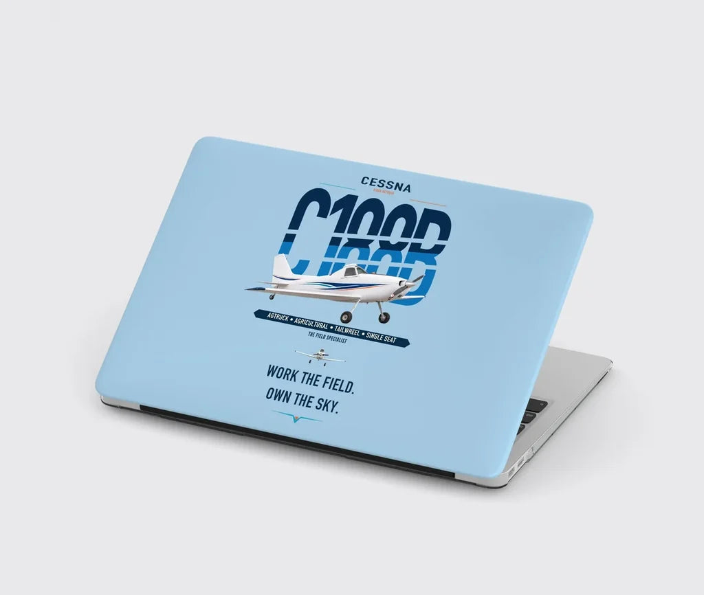 Cessna A188B AgTruck design on light blue MacBook case