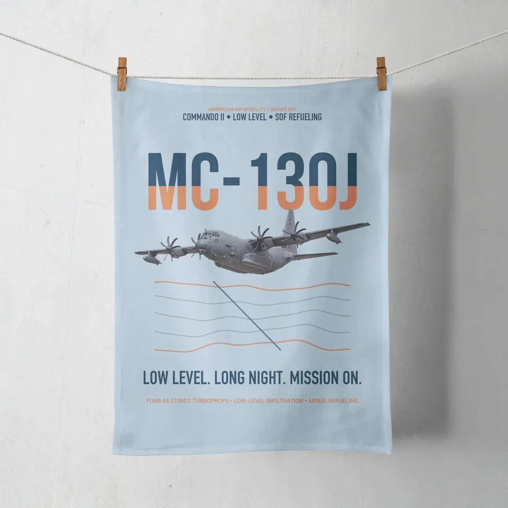 MC-130J COMMANDO II design on light blue towel