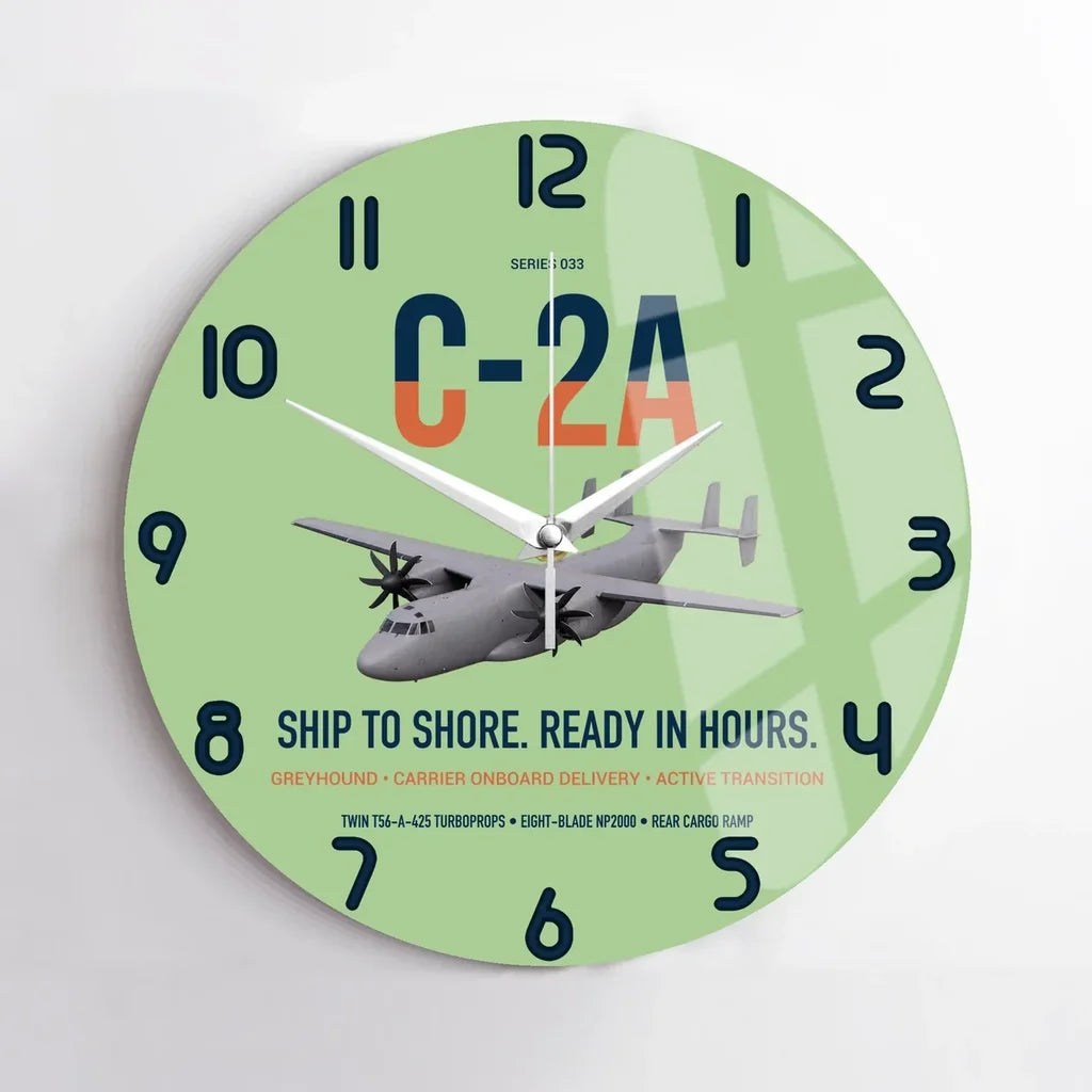 C-2A Greyhound design on light green no frame wall clock