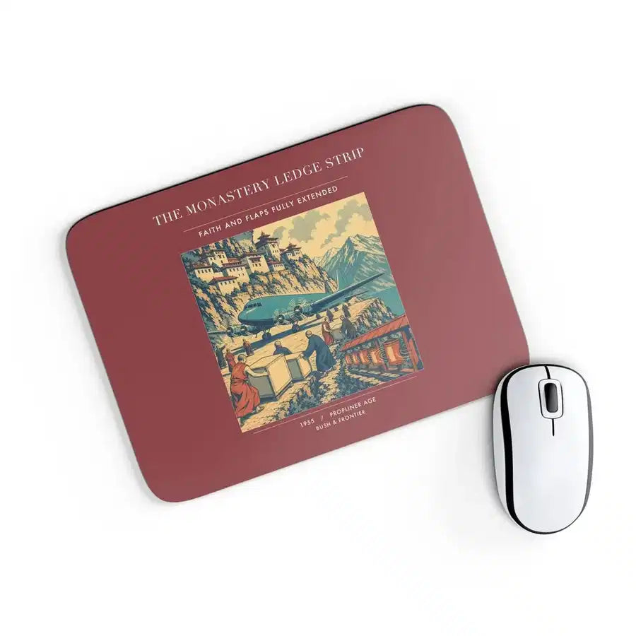 VINTAGE G4341 - The Monastery Ledge Strip - Designed Mouse Pads design on darkred rectangle